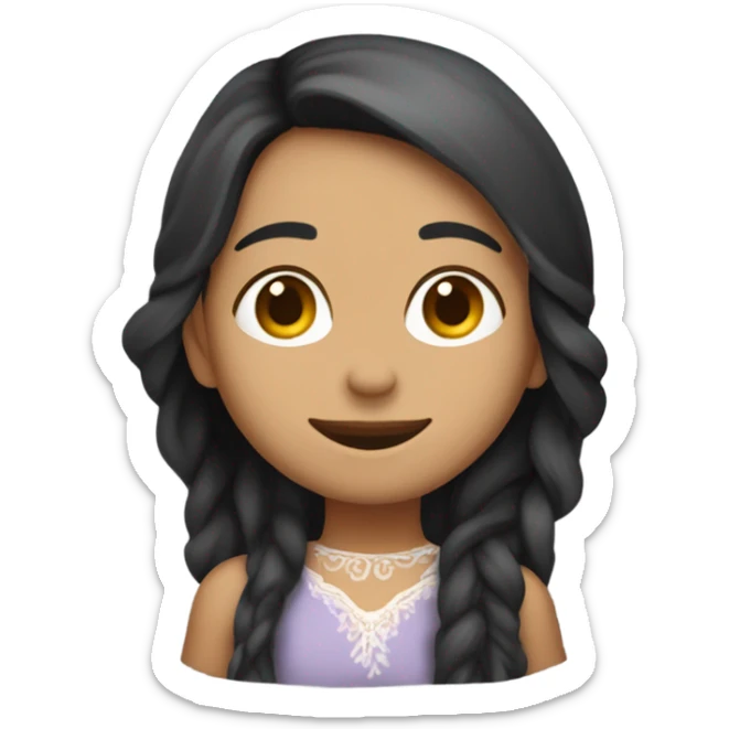 Chica morena cabello largo rojizo con un lunar en el pomulo izquierdo y sonriente  sticker