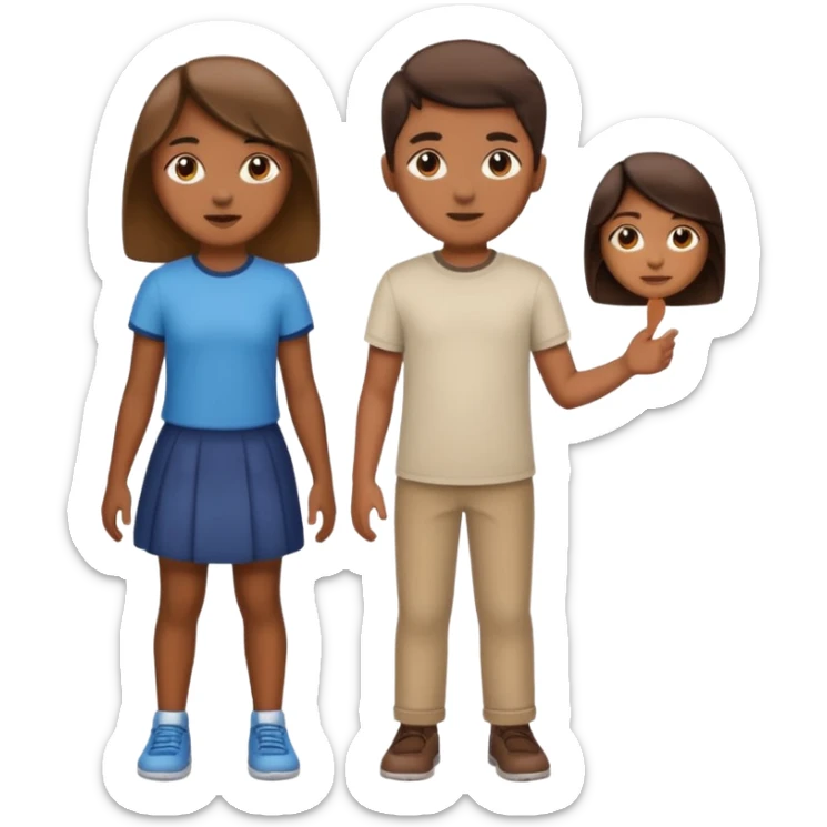 Happy Victory day। A banner is standing with a boy on one side and a girl on the other. sticker