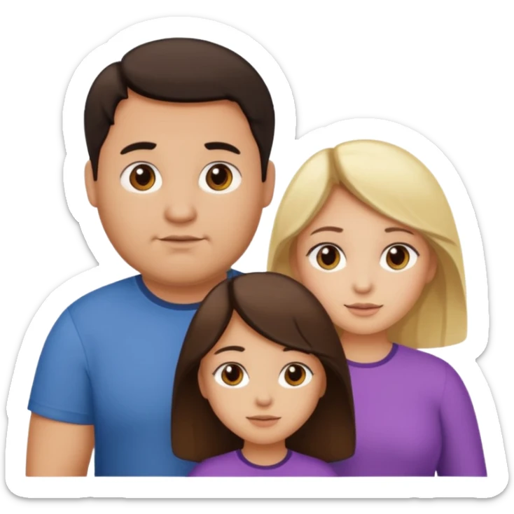 Familia de 4 personas : Hombre gordito,pelo oscuro, Mujer pelo cafe, hija 1 pelo mono , hija 2 pelo oscuro. sticker