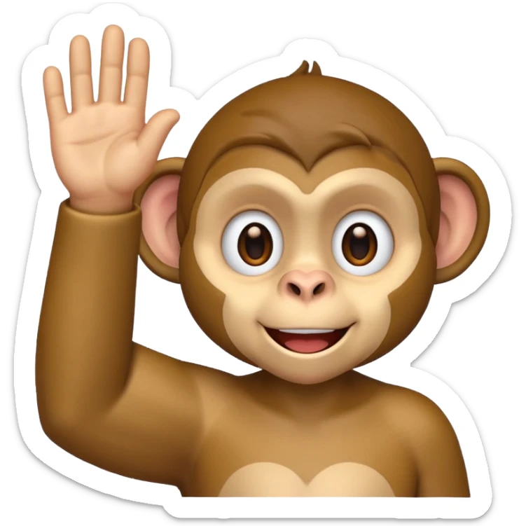 monkey face with paw raised in a salute, cheerful and cartoonish, classic emoji style 🫡 sticker