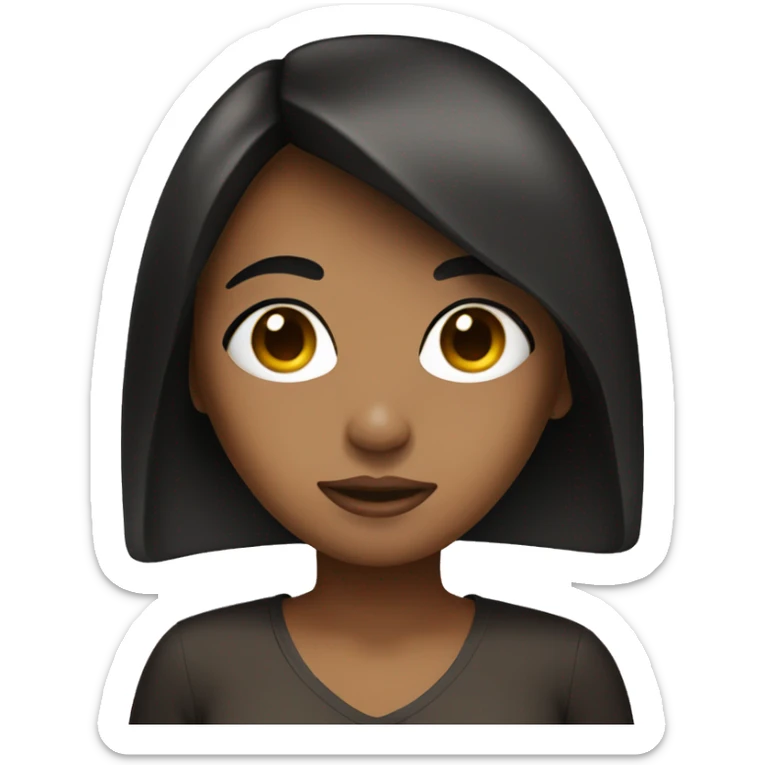 Girl with tan skin and black hair covering her eyes sticker