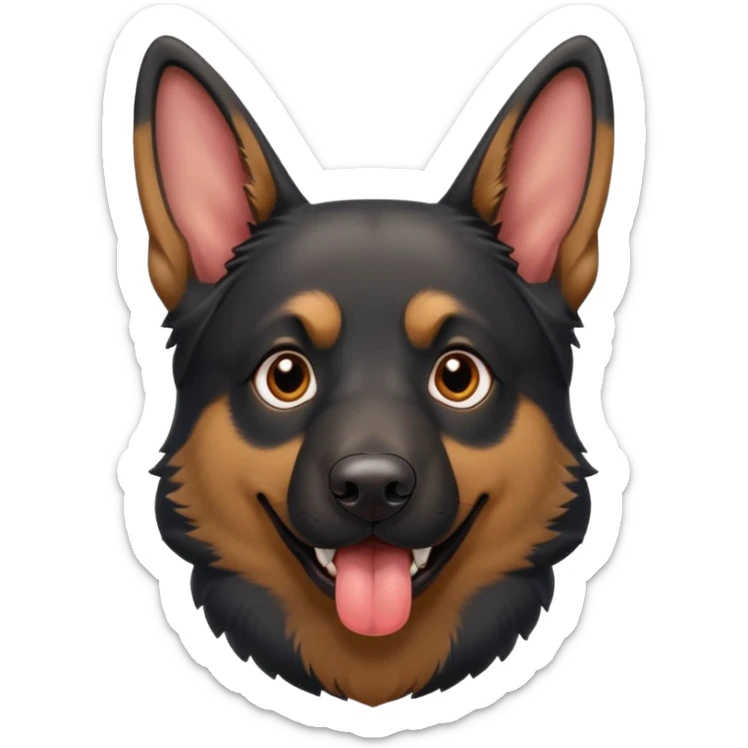cartoon style dark German Shepherd dog with longer tongue hanging out  sticker