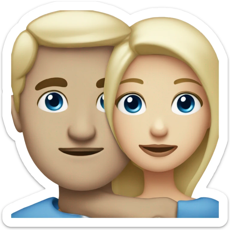 Blond women With Blue eyes Hugging a Man with dark Eyes and Dark hair  sticker