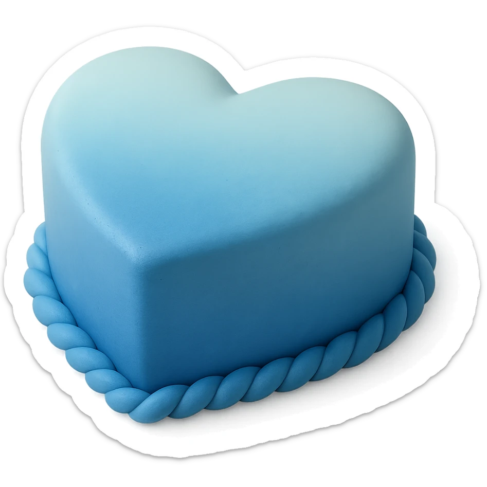 heart-shaped fondant cake with ombre blue sticker