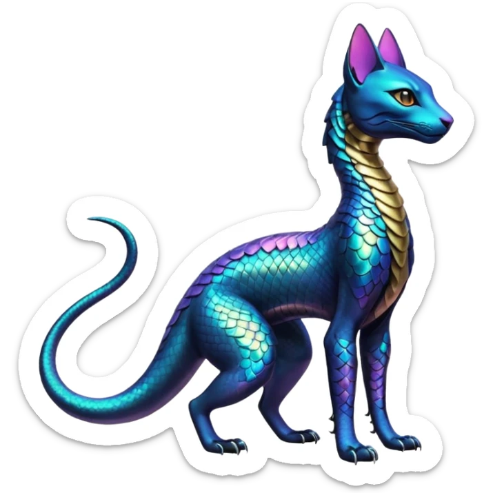 Futuristic Ethereal Beautiful Salandit-Bastet-Fakémon-hybrid-creature (full body)  sticker