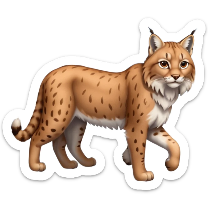 Eurasian Lynx wandering in the snow beautiful aesthetic full image scenery sticker