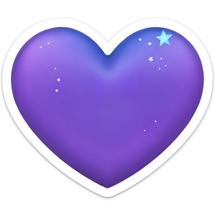 cœur bleu avec un contour mauve et des étoiles noires au-dessus sticker