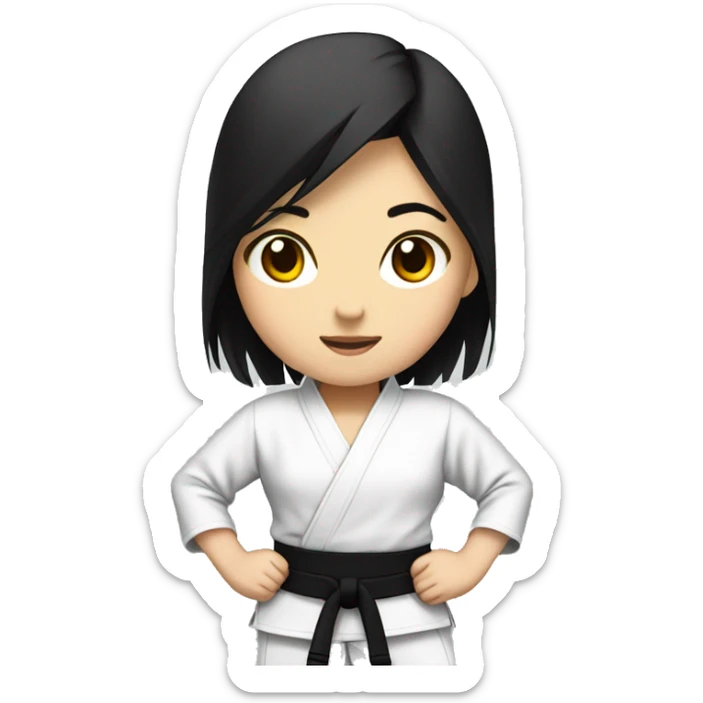 judo asian girl with a black belt with black hair sticker