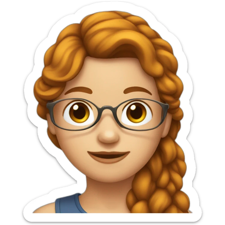 Een meisje met bruin haar en een doorzichtige bril sticker