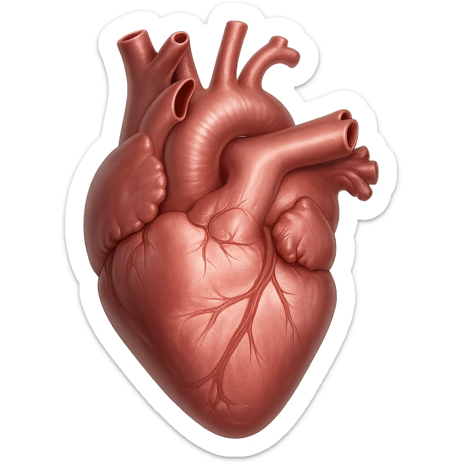 realistic digital art of a heart with a soft satin sheen, no background sticker