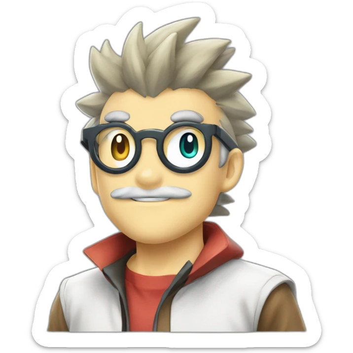 pokemon professor oak anime global trade station badge pokeball sticker