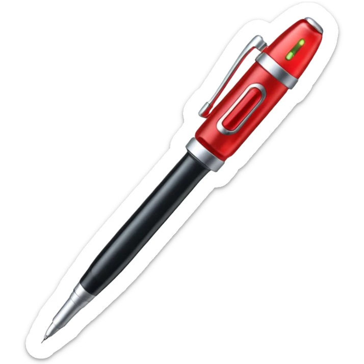 the neuralyzer from Men in Black movies; an expandable silver probe with a pocket clip like a pen with a red light at the tip sticker