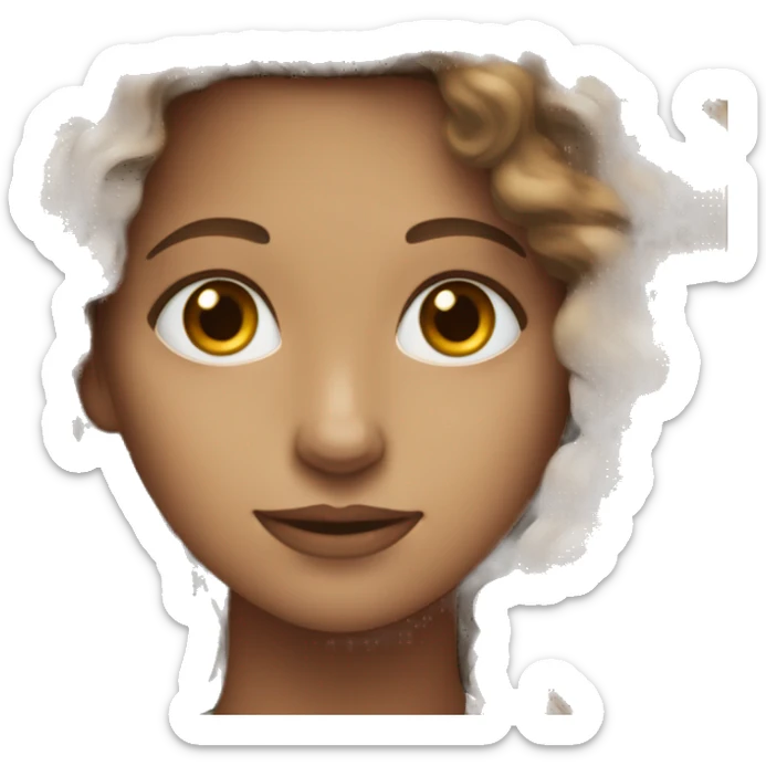 White women with the brown curly hair and blue eyes work at the laptop  sticker