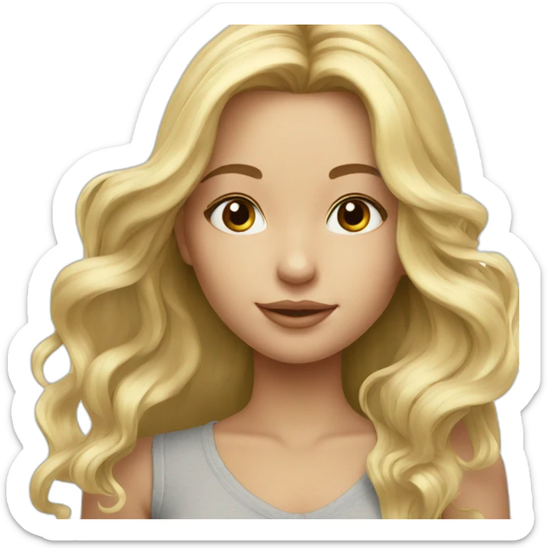 Girl with long hair and blonde made with the air touch technique  sticker