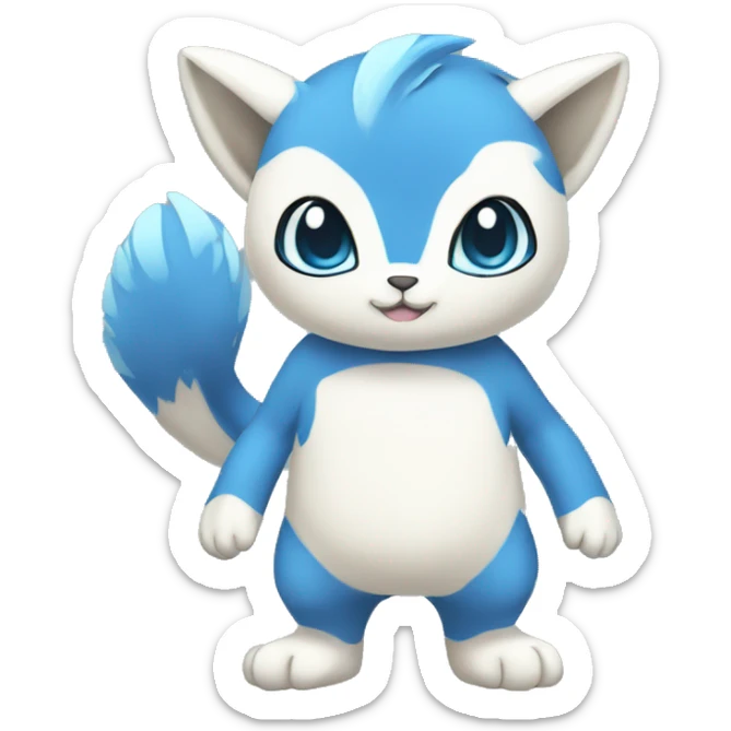Cute cool white blue animal hybrid Fakemon full body sticker