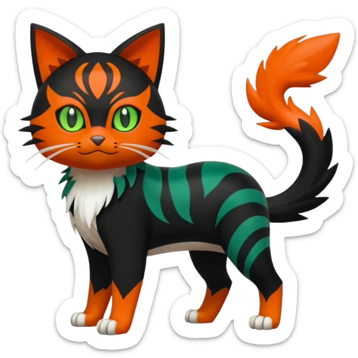 Sprigatito-Floragato-Meowscarada-Litten-Pokémon-Fakémon-hybrid-fusion-creature (full body) sticker