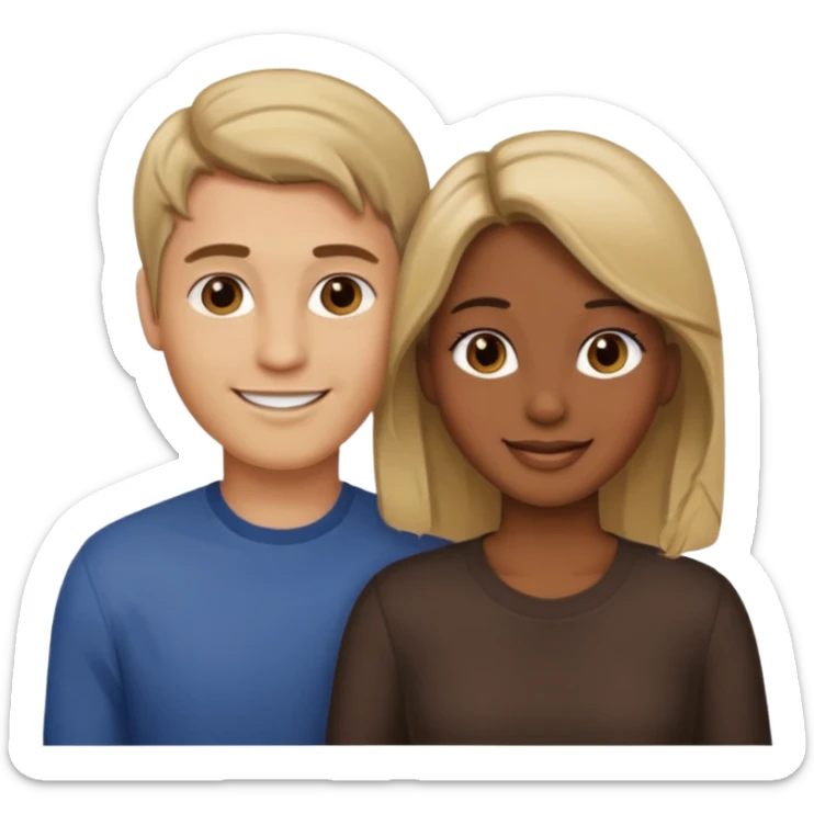 couple male dirty blonde hair female dark brown hair sticker