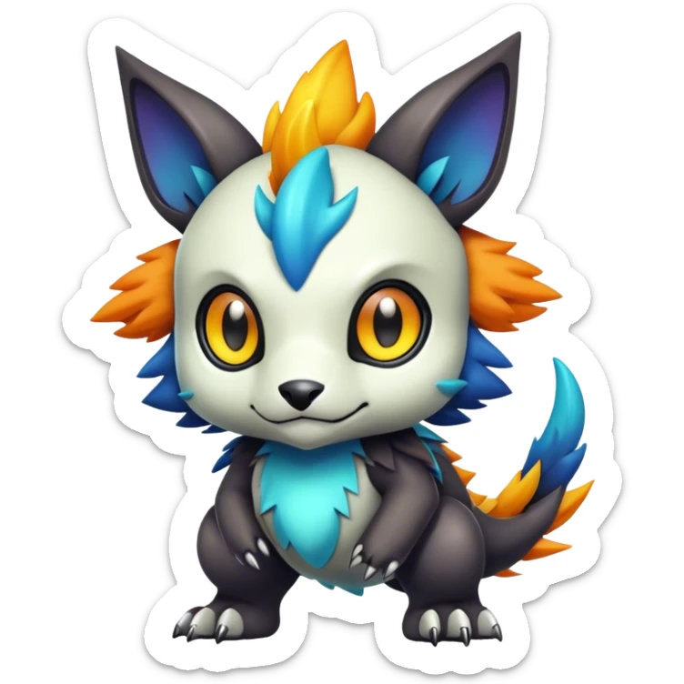 Cute cool colorful dark fantasy-Digimon-animal-hybrid full body sticker