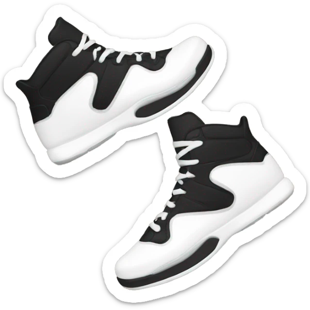 basketball shoes. black with white details. Emoji style. minimalist. sticker
