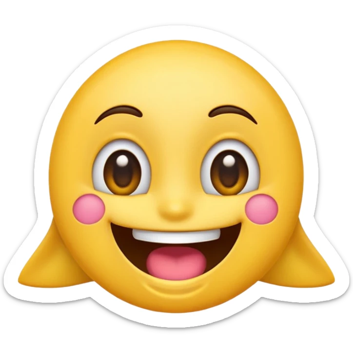 cartoon smiling emoji with open mouth and happy eyes, colorful and cheerful, no text, suitable for WhatsApp and Instagram sticker