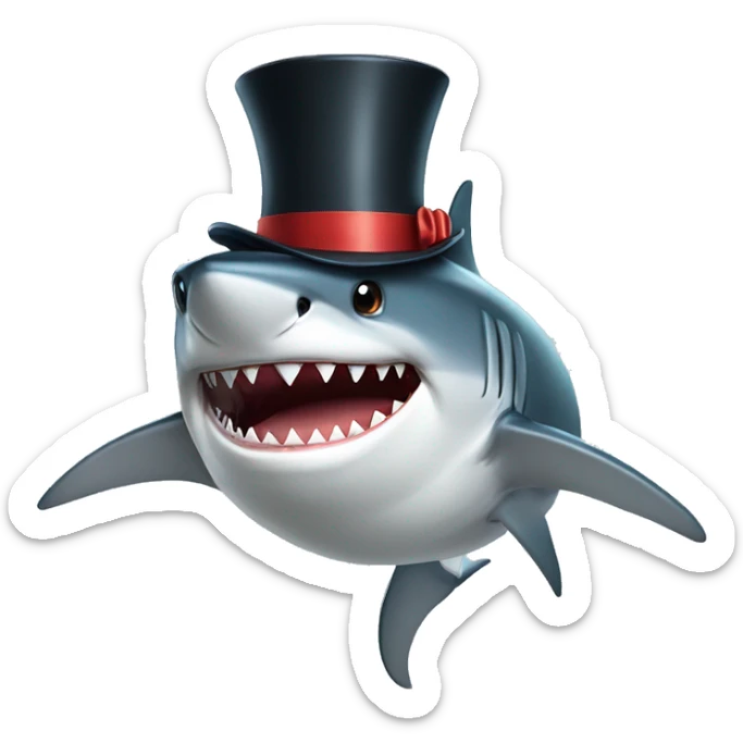 Shark with a top hat sticker