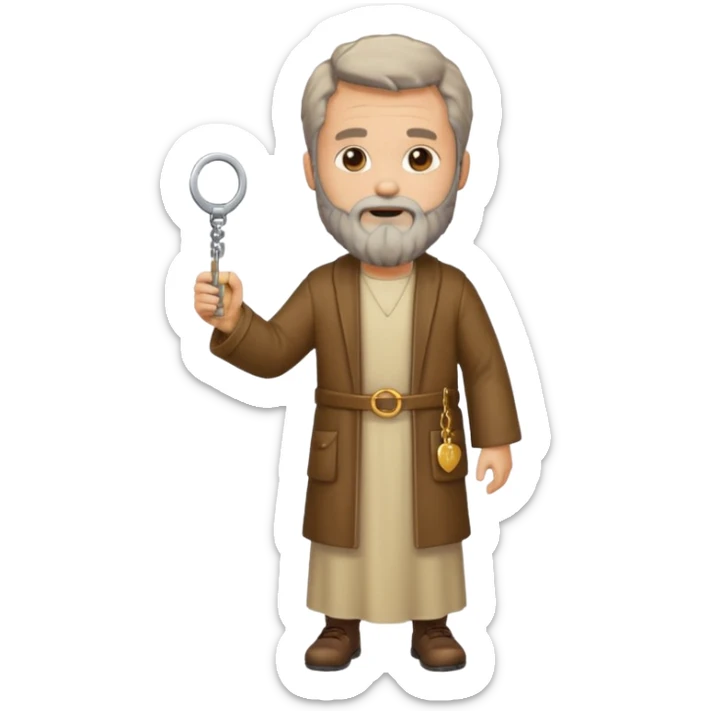 fullbody apostle Peter holding keys detailed beard standing high detail emoji style sticker