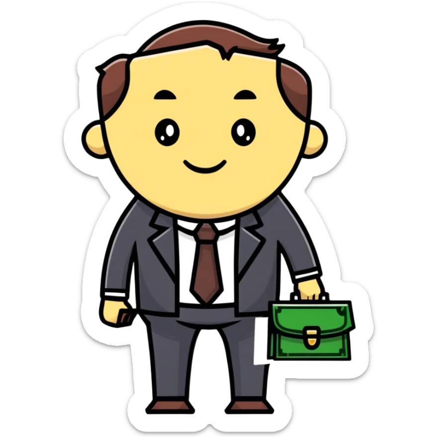 business person with briefcase full of money sticker
