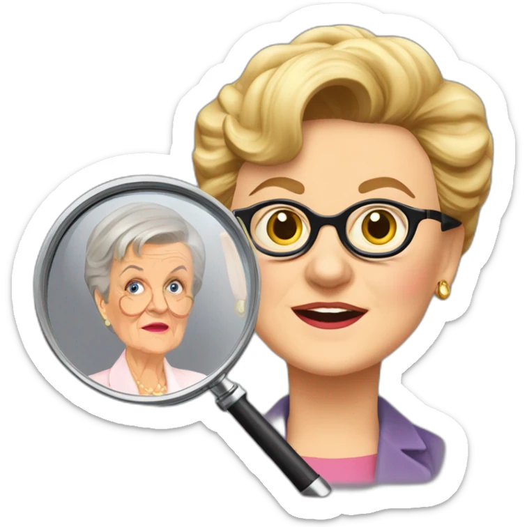 jessica fletcher and jessica fletcher coming out of a magnifying glass sticker