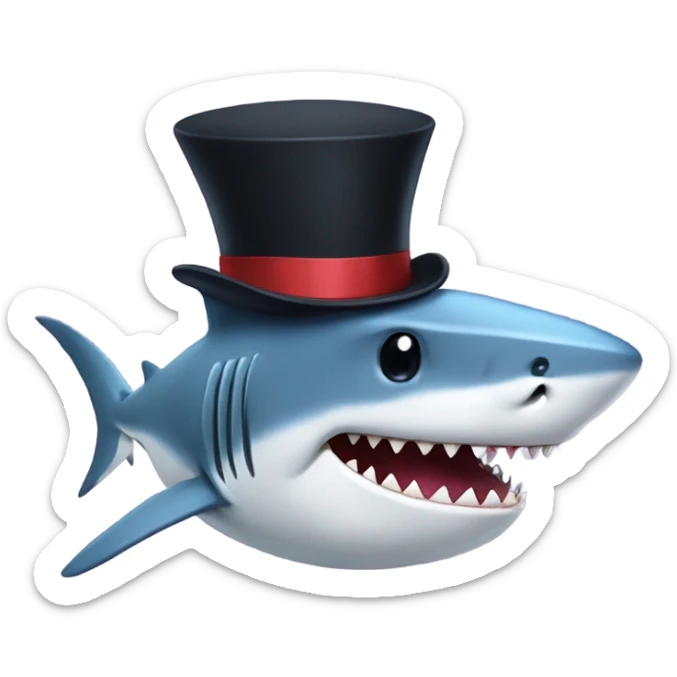 Shark with a top hat sticker