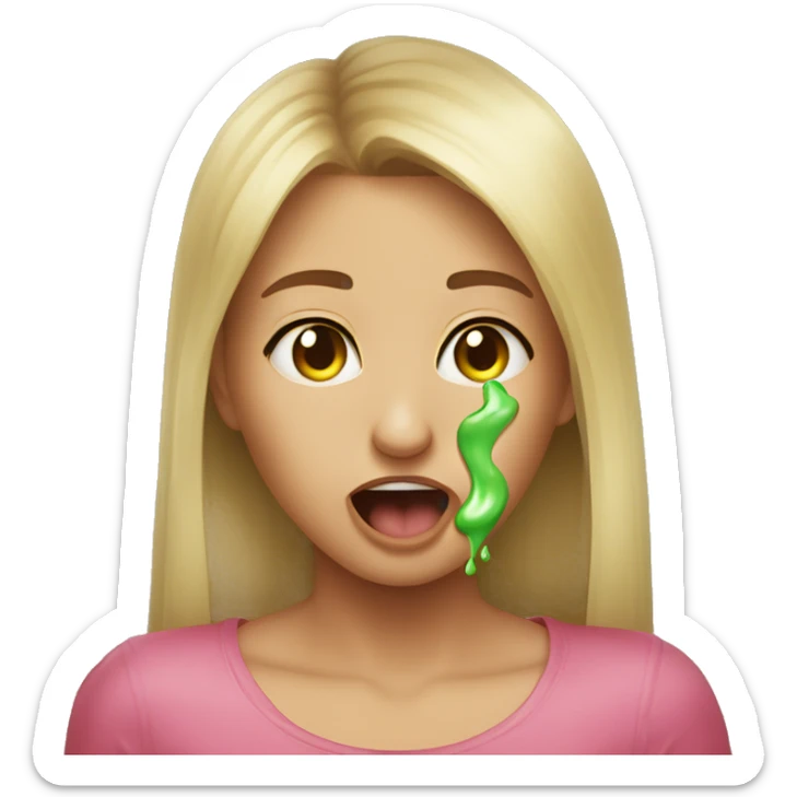 Little face in love throwing slime out of her mouth sticker