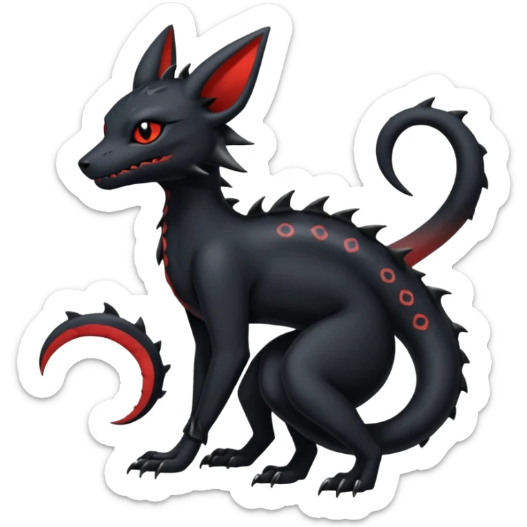 Edgy gothic dark Magmatic Salandit-Umbreon-Amaura-hybrid-fusion (full body) sticker