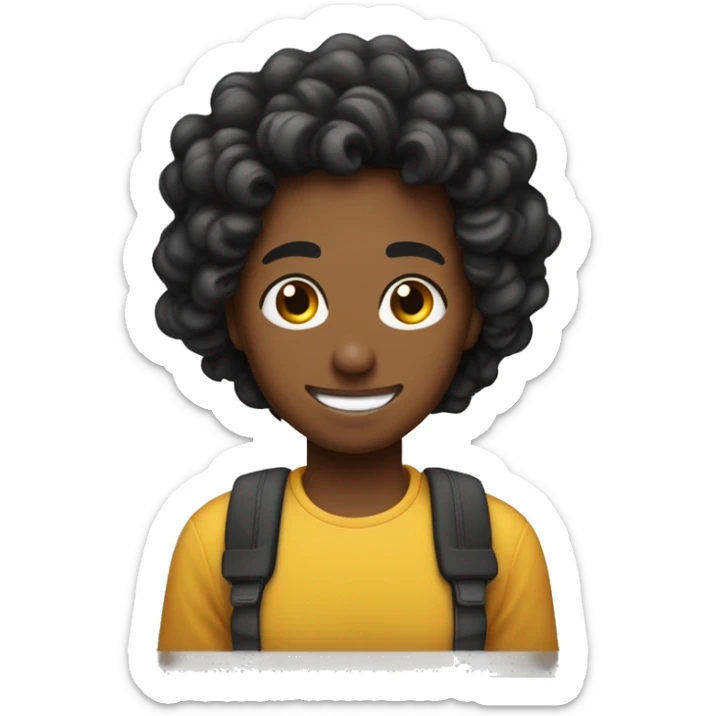 Chico moreno con pelo rizado besando a chica trigueña de pelo negro ondulado sticker