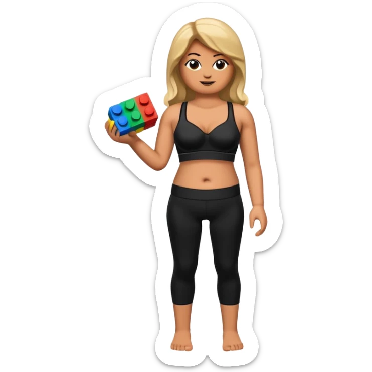 legging brassière noir gonflé ventre femme lego sticker