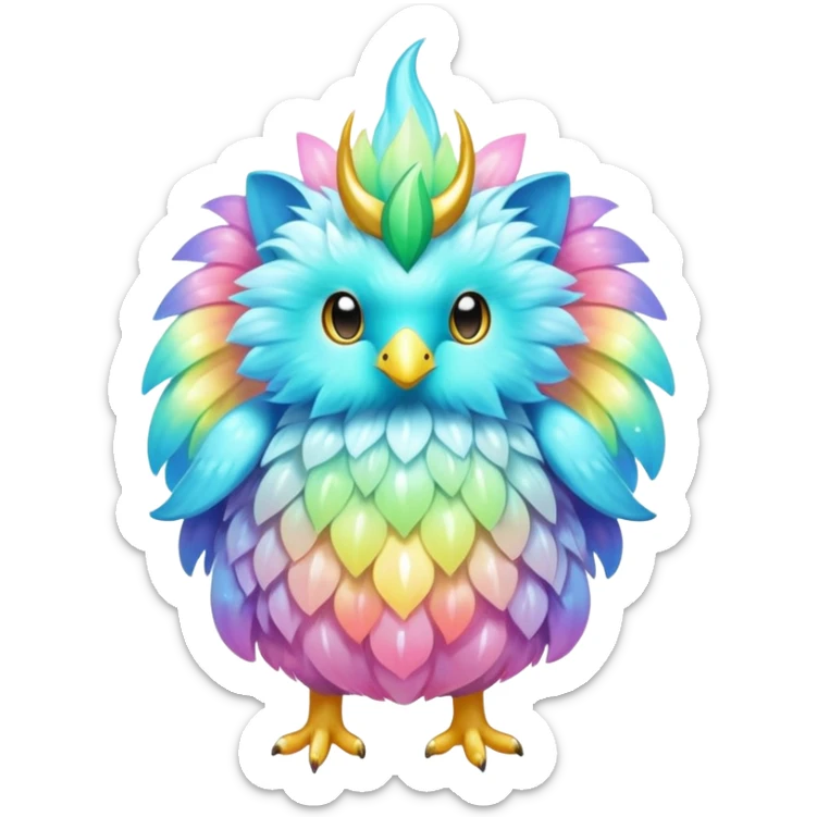 Shiny Exotic Colorful Ethereal Sparkly Flaaffy-Amaura-Aurorus-Fakémon-hybrid-creature (full body)  sticker