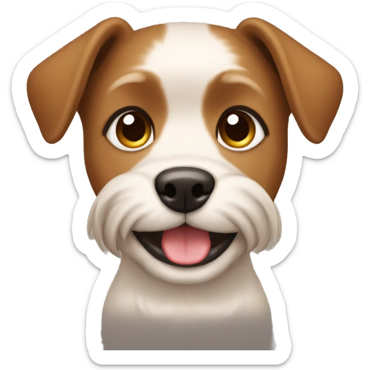 create an emoji of a yorkshire dog, just your face, she is a puppy and very cute and has pricked ears. your face has darker brown hair too sticker