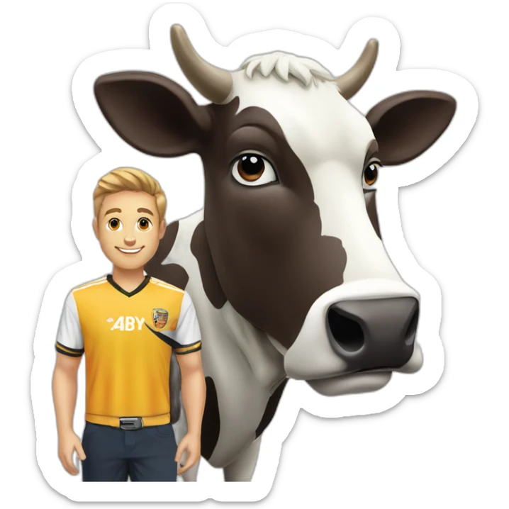Alain spiers football mascot logo anny cow and anby cow sticker