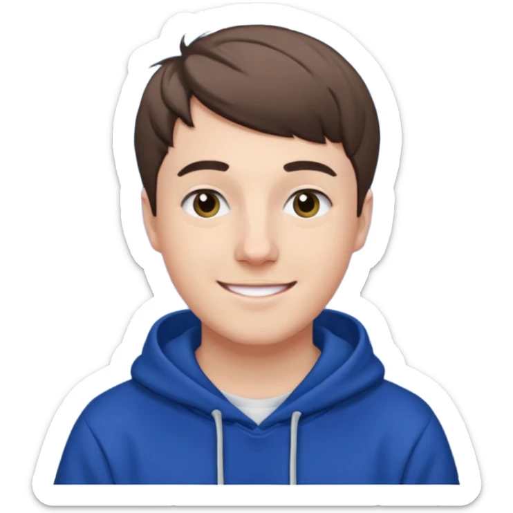 Draw MrBeast in casual hoodie with short hair, french cut  & friendly smile. sticker