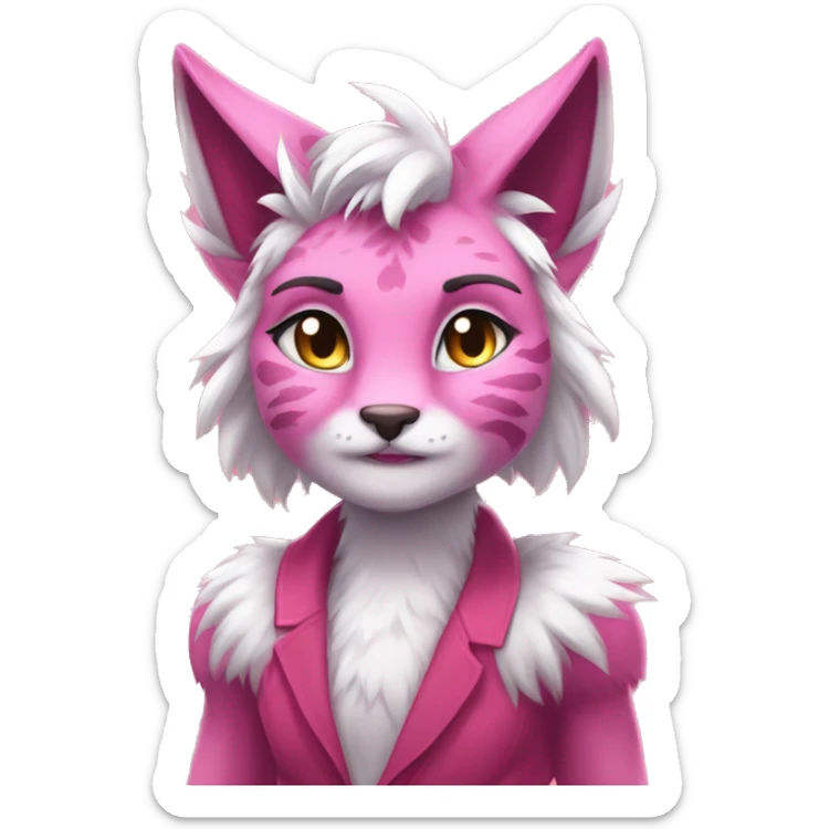 Anthropomorphic Anthro Pink Sona Lynx-Fakémon Furry Full Body sticker