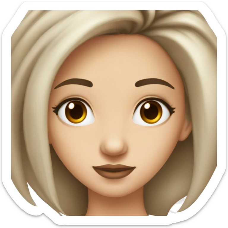 pretty girl, dark brown eyes, dark brown 90s blowout hair, pale skin, nose piercing (nostrill), mole above her leftside lip sticker