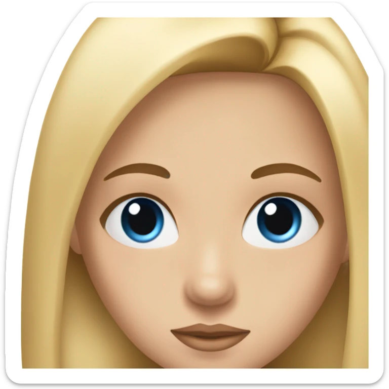 Girl with long, blonde and pin straight hair, blue eyes and fake eyelashes sticker