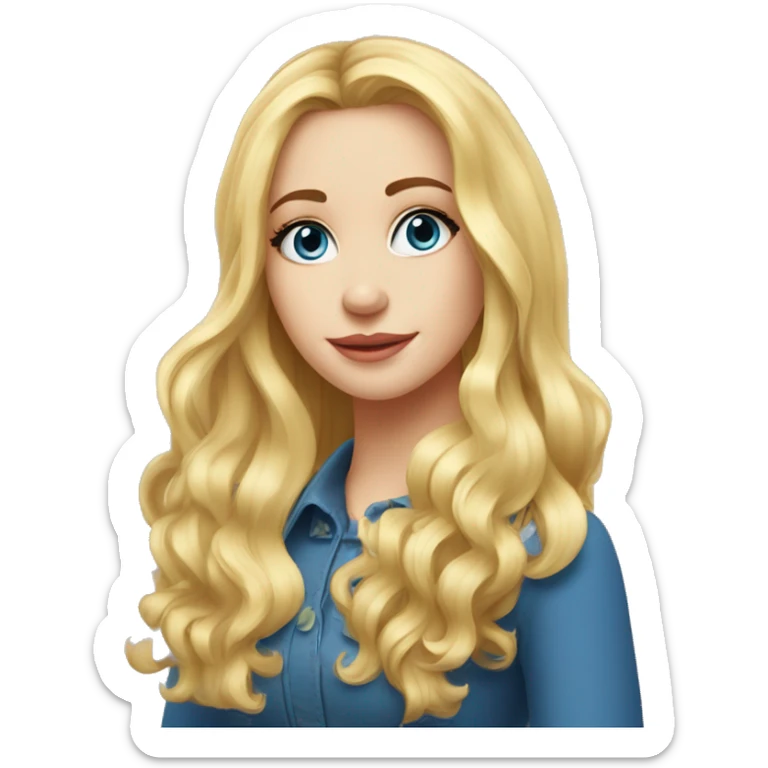  belle fille blonde cheveux longs yeux bleus avec 3 hommey sticker