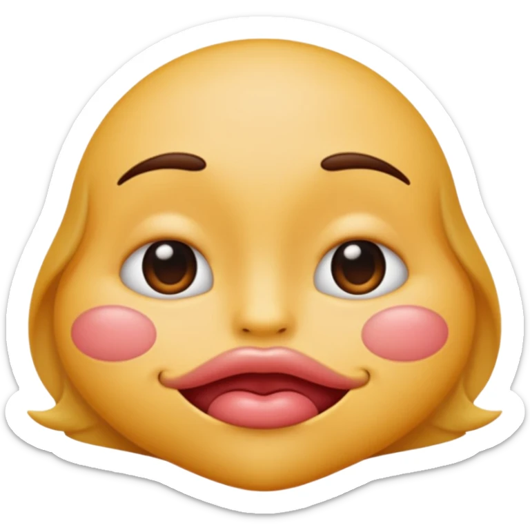 

I'd like an emoji with slightly squinty eyes, a mouth giving a tight kiss with little creases around the lips sticker