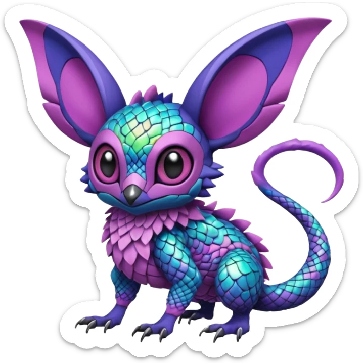  exotic tropical cyber-Stitch-Noibat-Trico-Fakémon-Pokémon-Vernid-creature sticker
