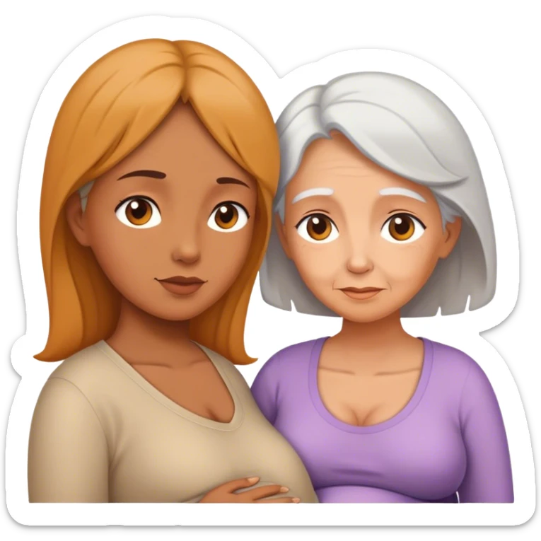 overlapping profiles of girl, pregnant woman, and elderly woman sticker