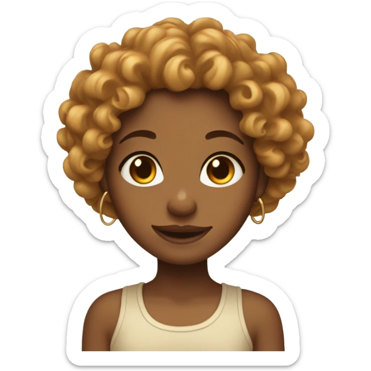 Caramel skin girl with curly hair and face piercings  sticker