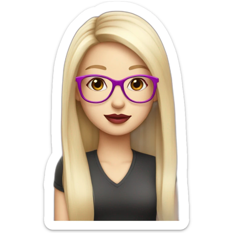 cute-white-girl-straight-hair-with-glasses-and-pink-lips sticker