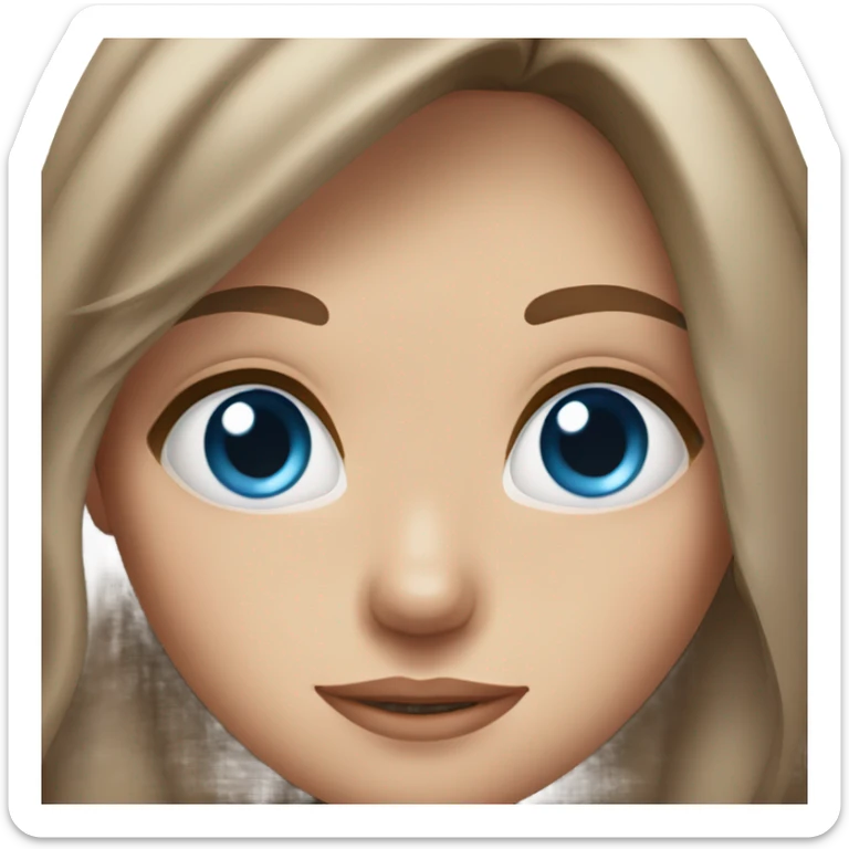 Female, blue eyes, freckles, long brown hair sticker