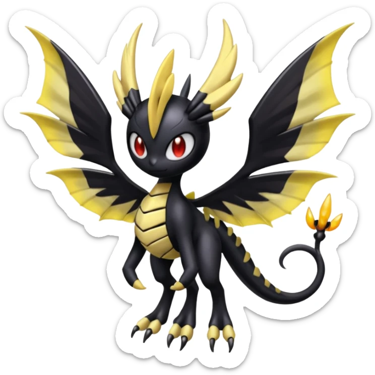 Spooky dark evil gloomy Meloetta-Giratina-Noibat-Pokémon-Fakémon-fusion-hybrid-creature sticker