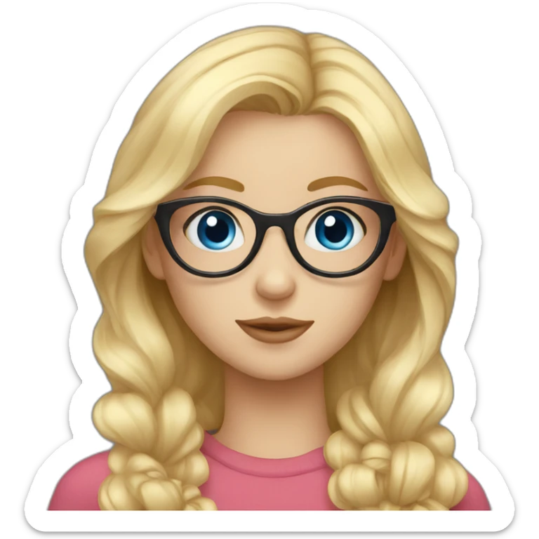 A Russian Girl with Blue eyes, Rose glasses and Blond hair sticker