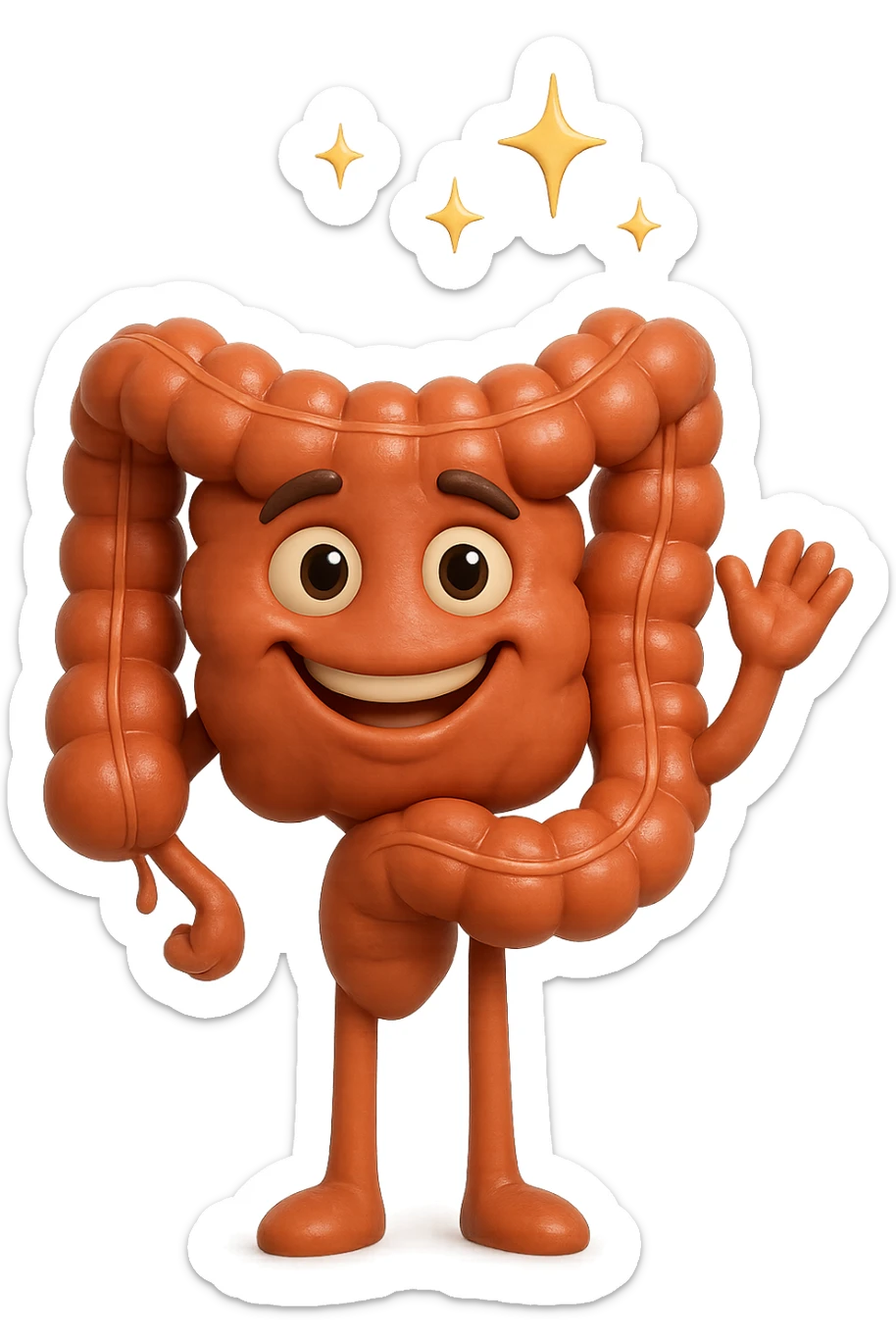 fammi un intestino identico a questo, ma felice e con le scintille di splendore dorate sopra, come se fosse in ottima salute sticker